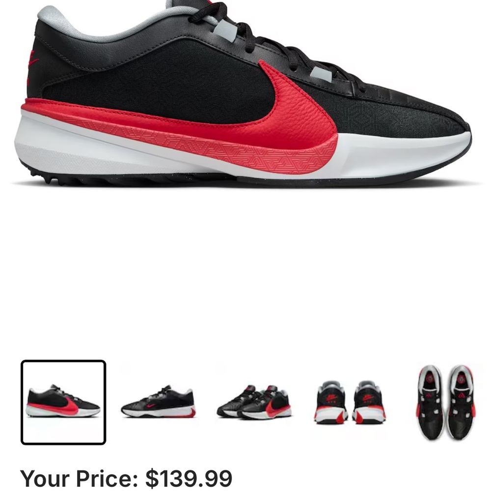 Men's Nike Black Zoom Freak 5 Low Top Shoes - Picture 8 of 8